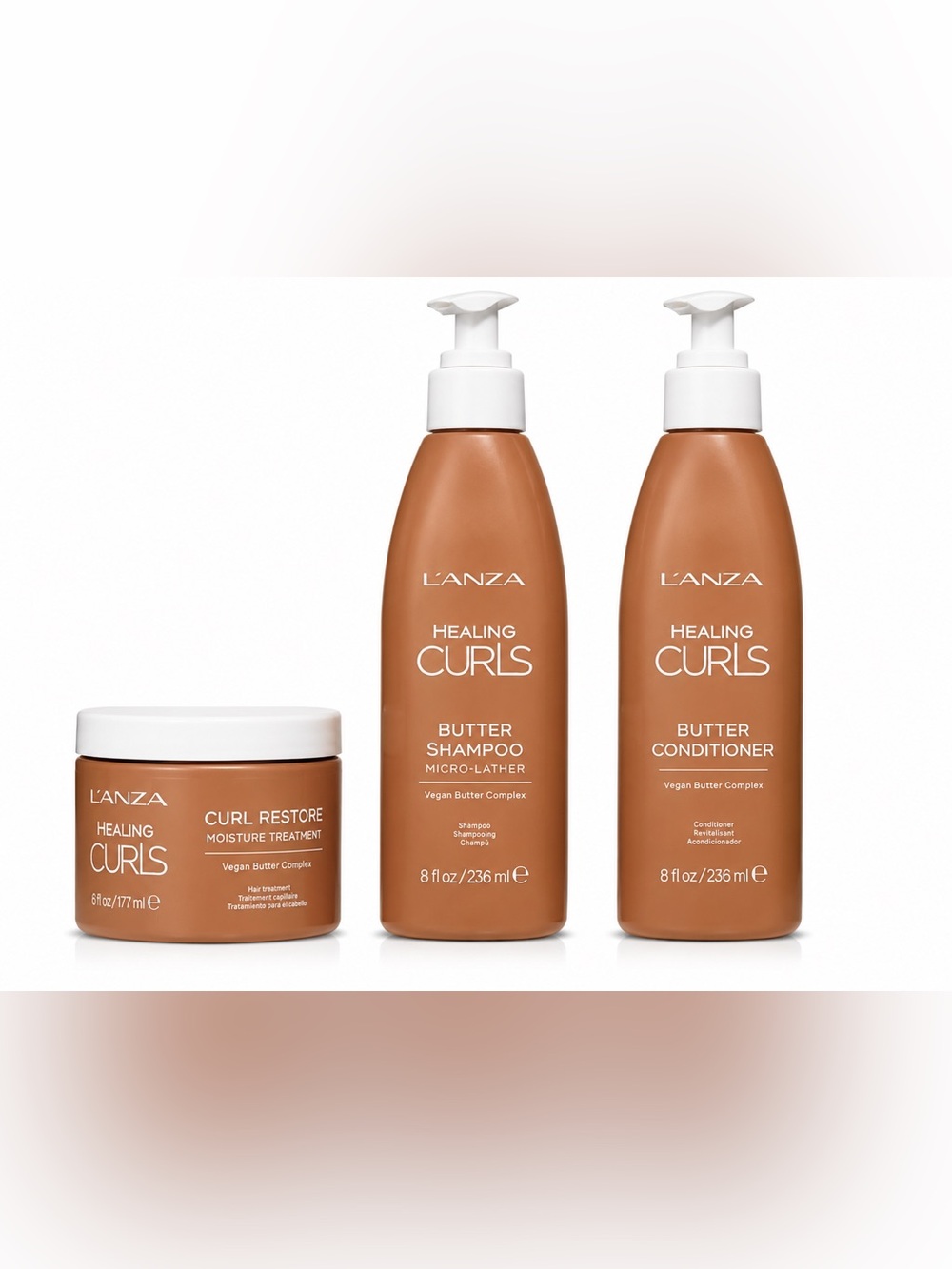 L’ANZA Healing Curls Butter Shampoo Conditioner & Curl Restore Treatment Set